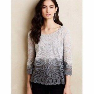 Meadow Rue grey ombré crocheted lace top